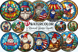 4th of July Gnome Stained Glass Clip, a Seasonal Illustration by Rose Art