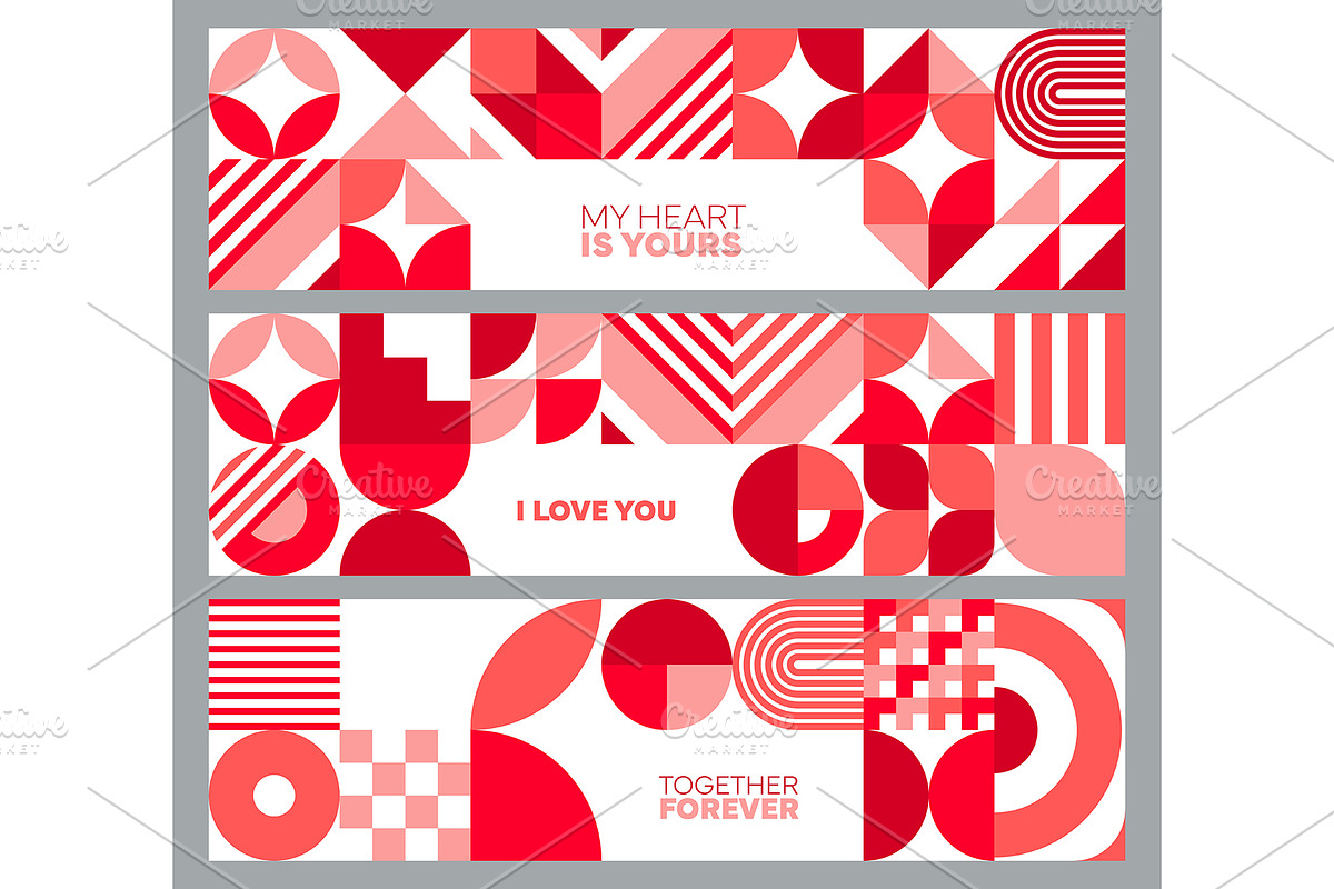 Valentine day holiday banners, an Illustration by Buch&Bee (Photo 3 of 3)
