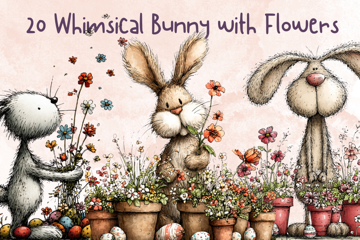 Whimsical Floral Easter Rabbit, an Animal Illustration by GiraffeCreative (Photo 1 of 20)