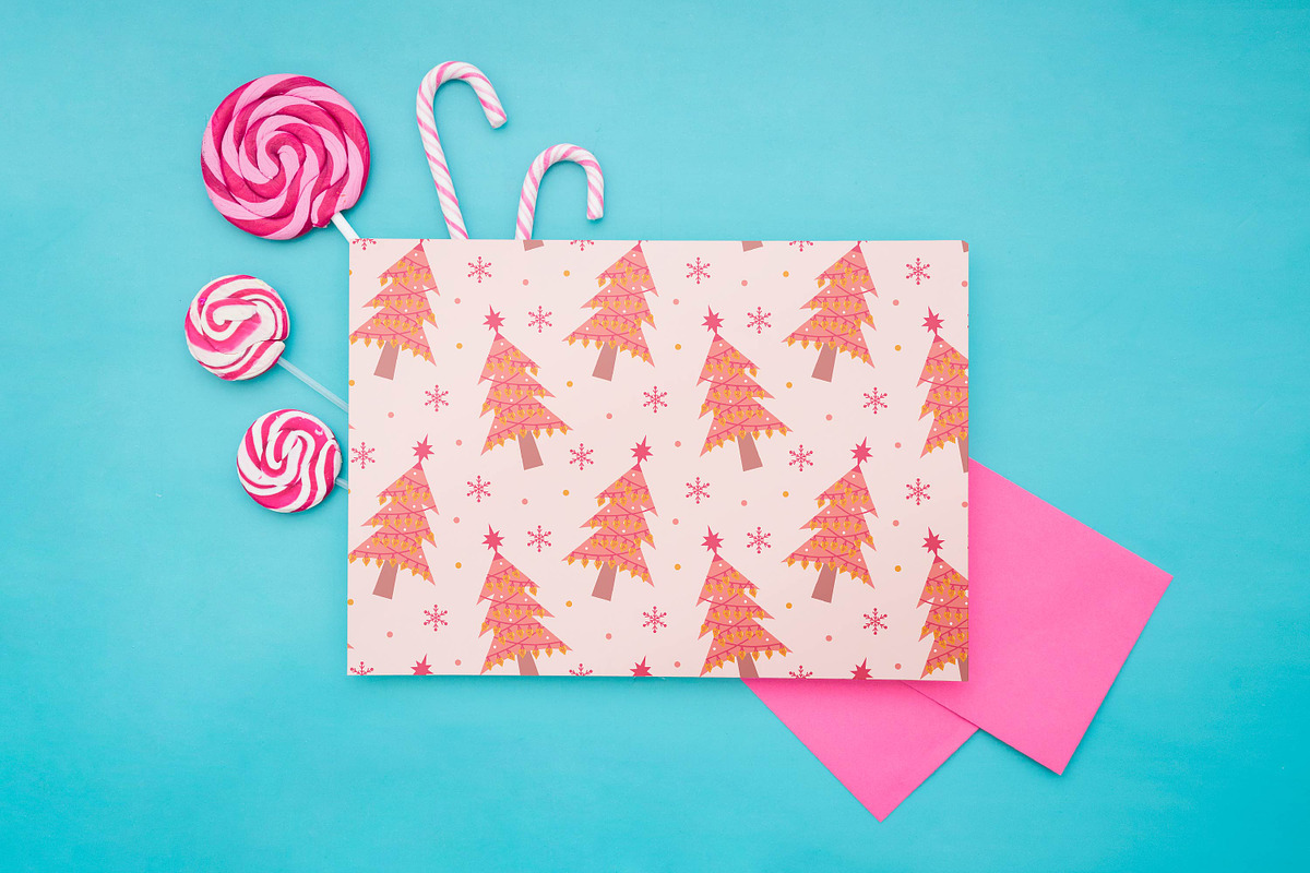 Pink Christmas tree seamless pattern, a Pattern Graphic by JulyGart (Photo 4 of 5)