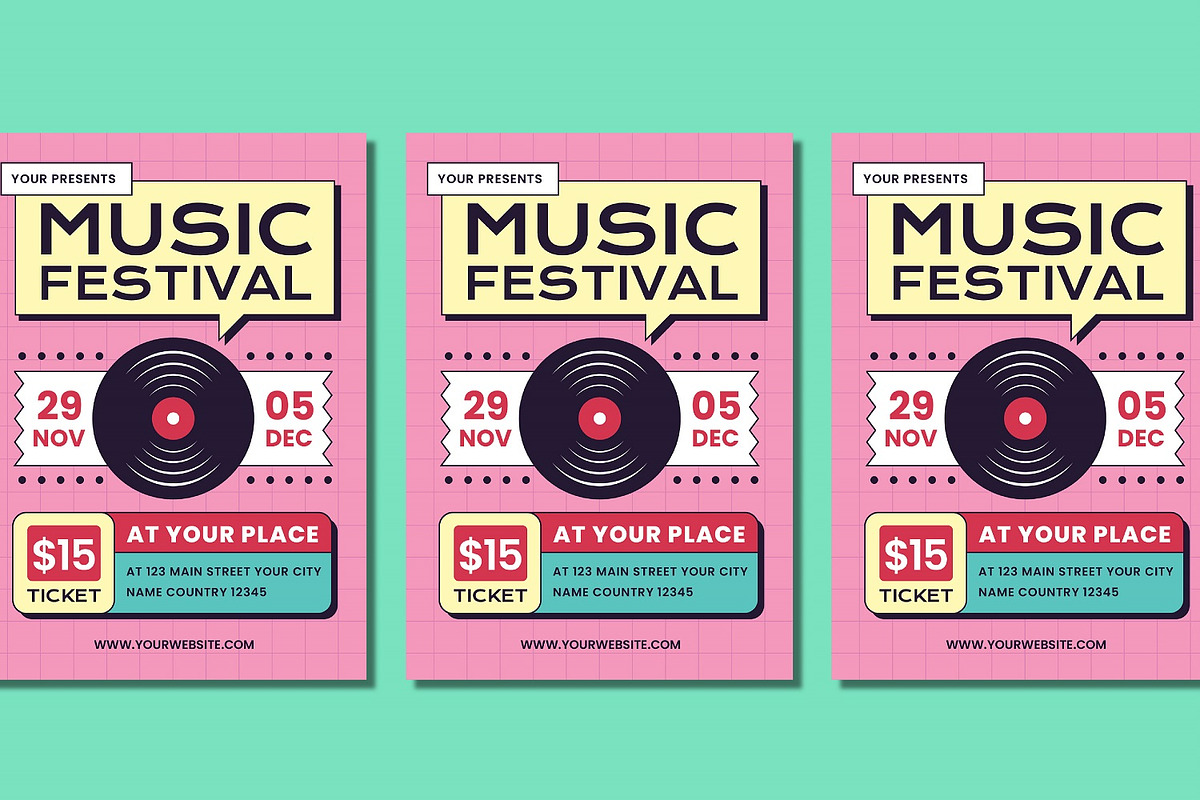 Music Festival Flyer Set, a Flyer Template by Patria Ari (P4tcreativa) (Photo 4 of 4)