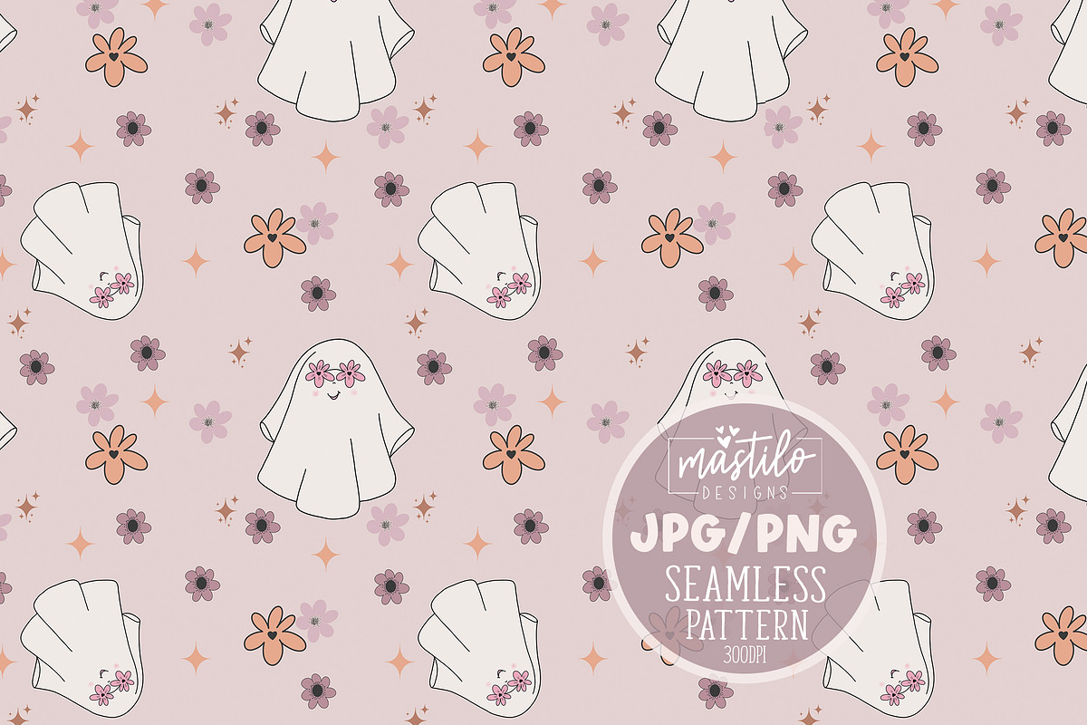Halloween Ghost Seamless Pattern, a Pattern Graphic by Mastilo Designs (Photo 6 of 6)
