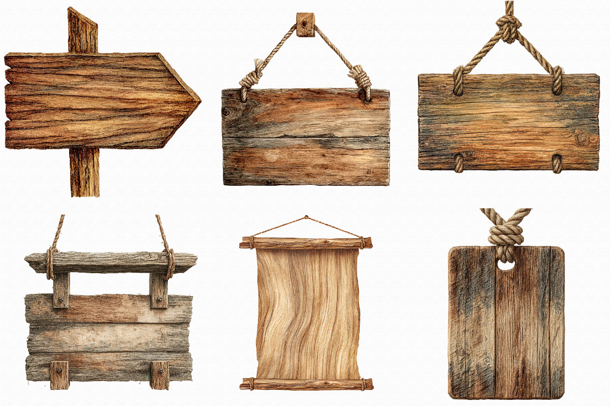 Watercolor Wood Boards Clipart, an Illustration by Libby Wishes (Photo 2 of 7)