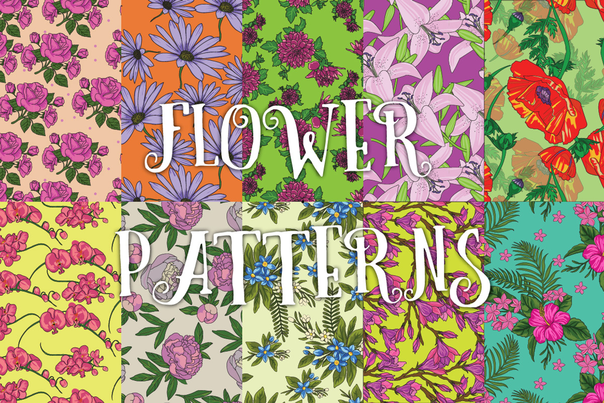 10 flower patterns, a Pattern Graphic by maxsokal (Photo 1 of 2)