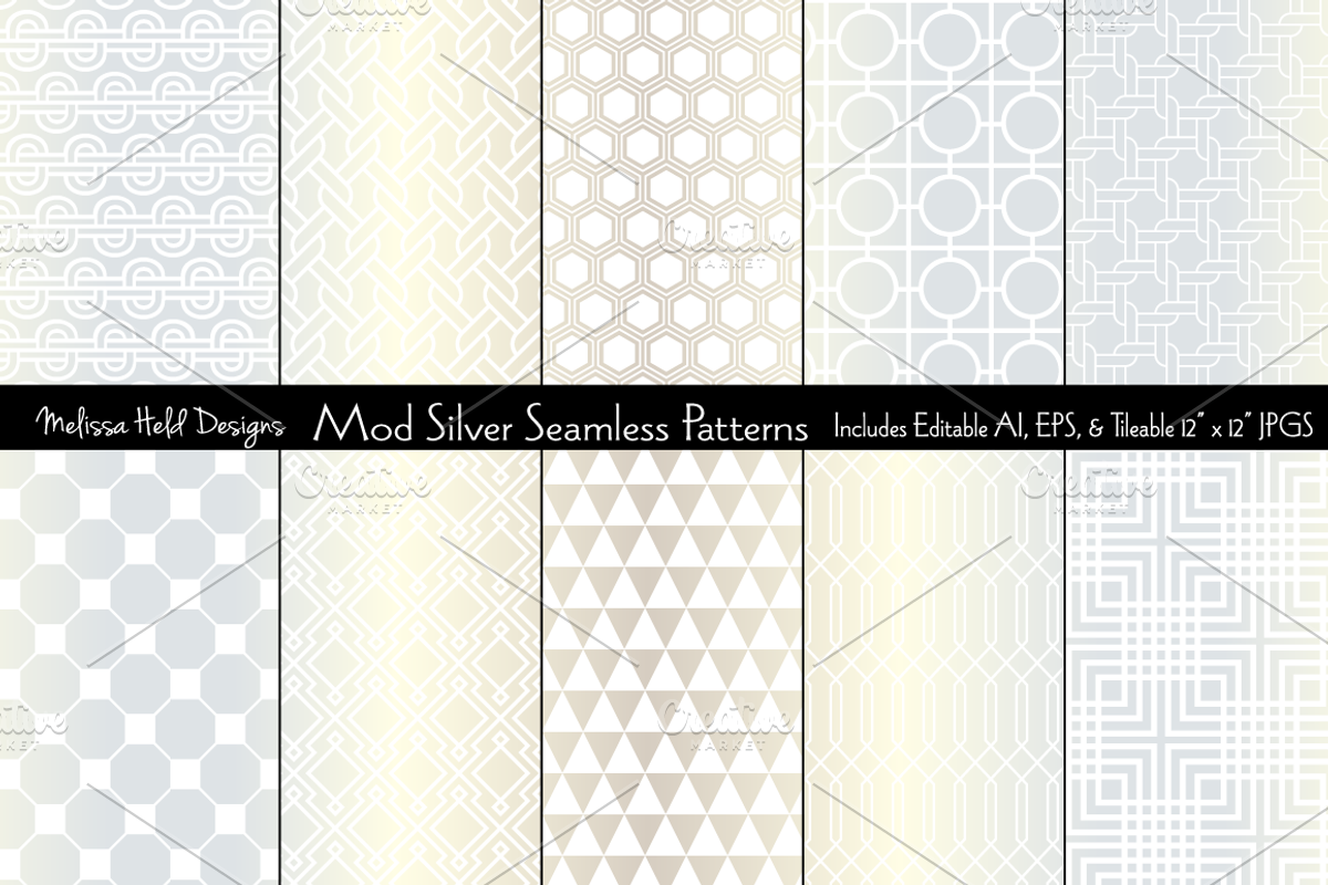 Mod Silver Seamless Patterns