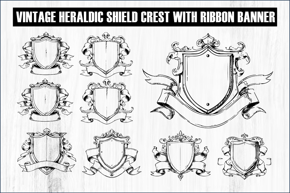 Hand-Drawn Heraldic Shield and Ribbo, an Object Graphic by BIPLOB EXPERT (Photo 1 of 8)