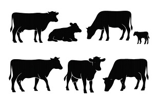 Various silhouettes of cows and, an Animal Illustration by ZinetroN