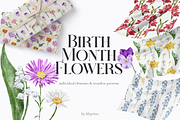 Watercolor Birth Month Flowers, an Illustration by lilisprints (Thumbnail 1 of 5)