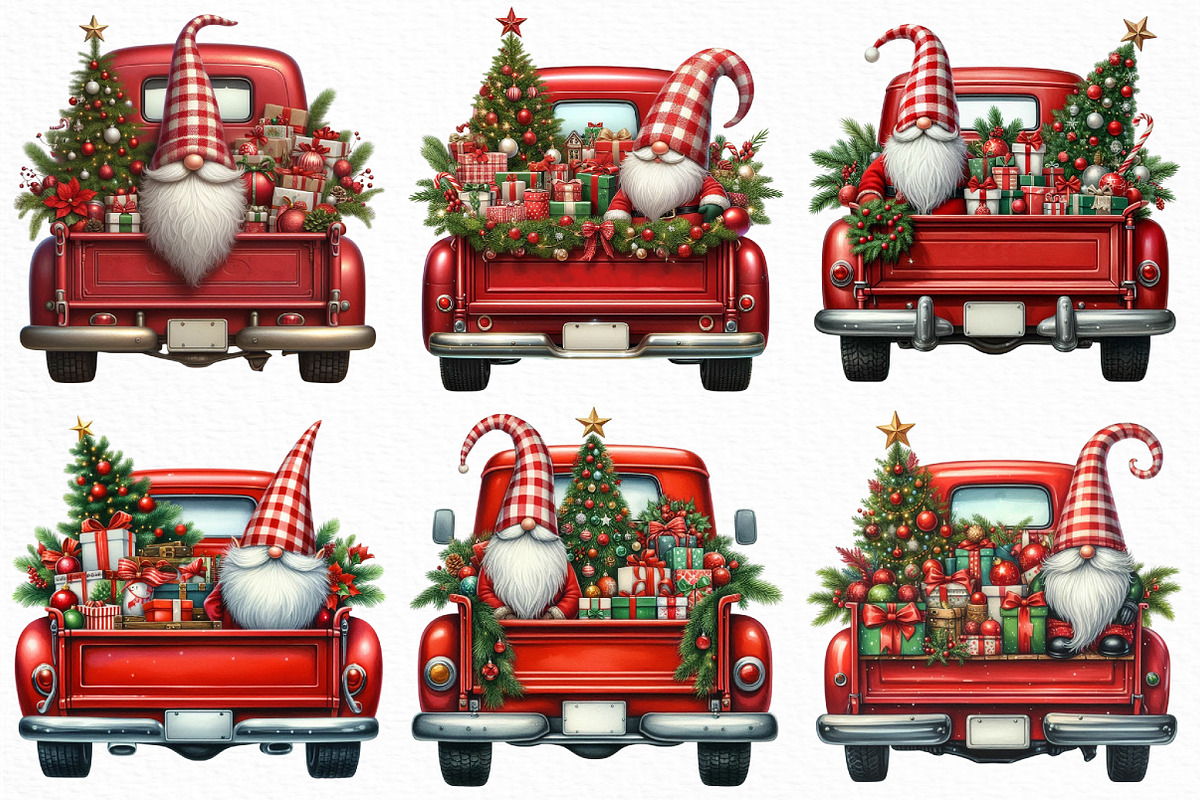 Merry Christmas Truck PNG Clipart, an Illustration by Craft Nest (Photo 2 of 5)