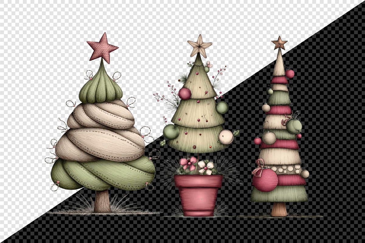 Whimsical Christmas Tree Clipart, an Illustration by Creative Art (Photo 8 of 11)