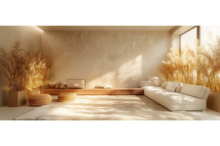 3D rendering of minimalist living, an Architecture Photo by ZinetroN