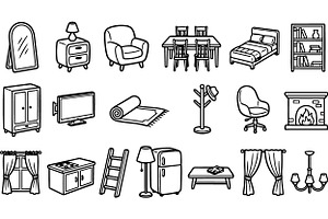 Home Furniture Icon Set Svg, an Illustration by designvectx