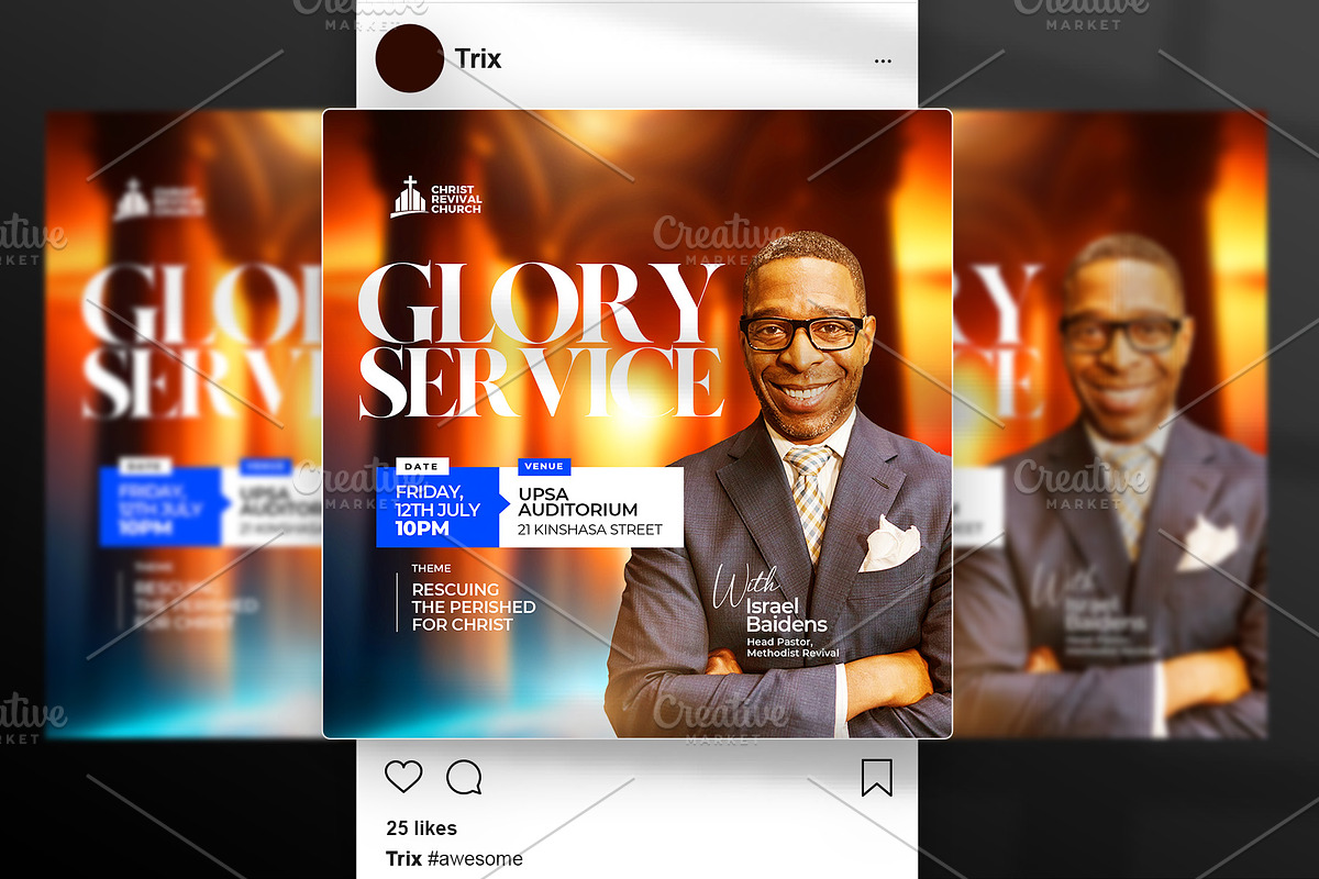Maximal Square Church Event Flyer, a Social Media Template by Vintage Impressions (Photo 1 of 6)