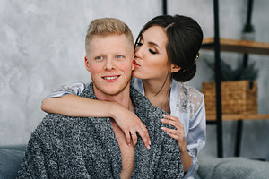 young couple in the morning at home, lifestyle