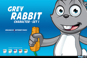 Grey Rabbit Character - Set 1