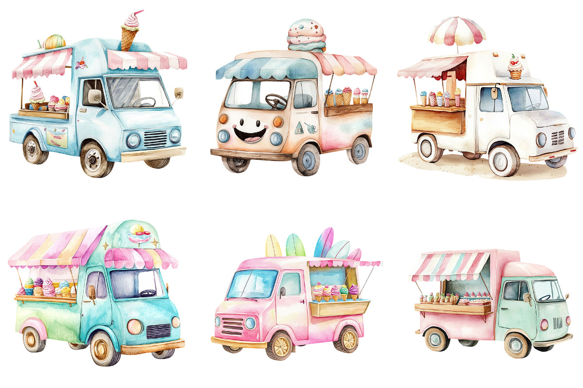 Summer Ice Cream Truck Clipart, an Illustration by Pixels.Craft (Photo 3 of 8)