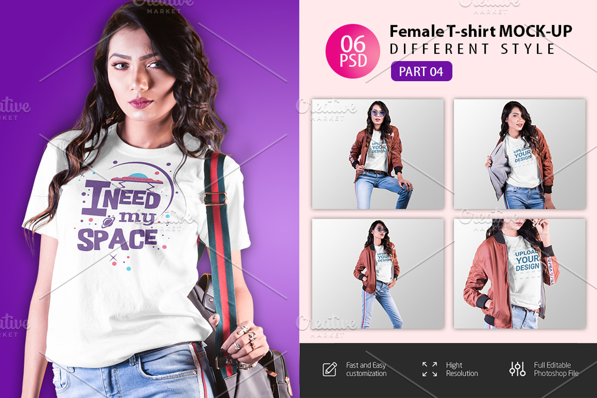Female t-shirt Mockup-V-2-007, a Shirt Mockup by designvillage (Photo 1 of 6)