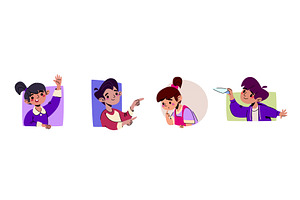 Happy kids peeking set isolated on, an Education Illustration by art PVP - market