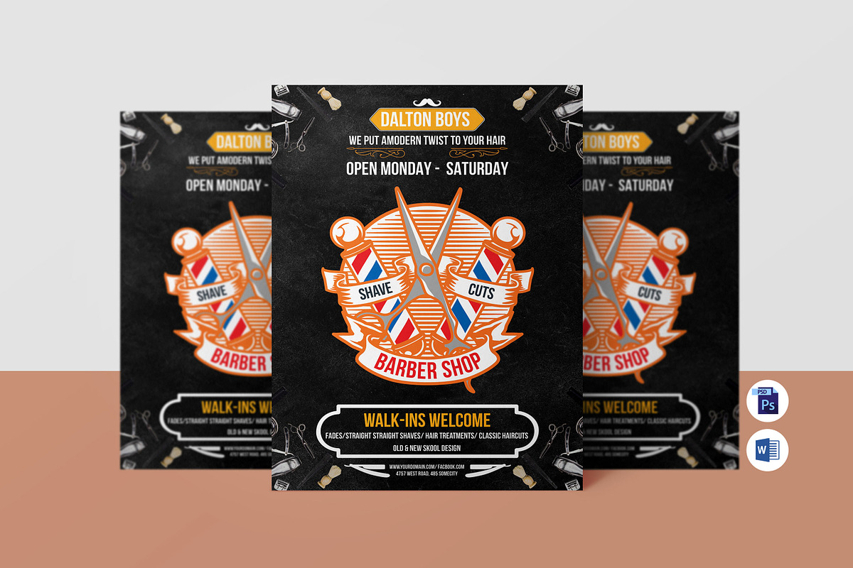 Barber Shop Flyer Template, a Flyer Template by Ultimate Template Shop (Photo 1 of 6)