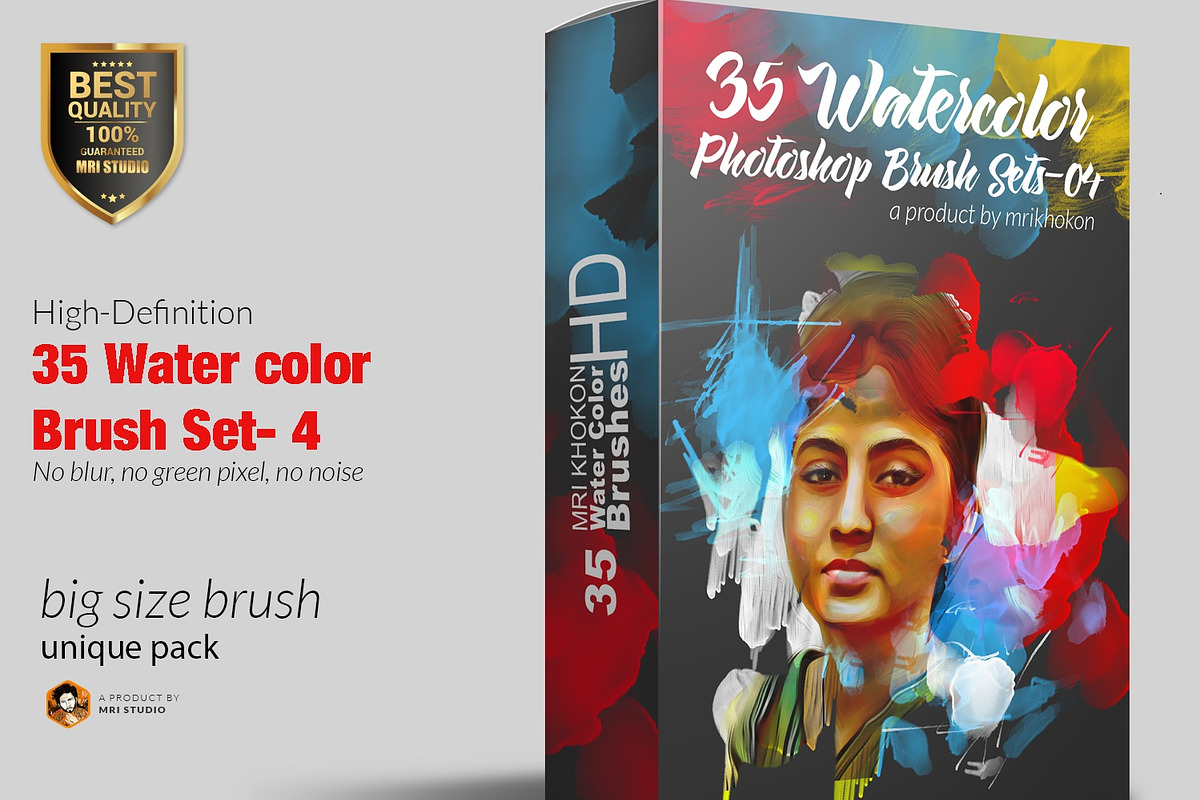 Water color Photoshop Brush Set-4, a Brush Add-On by MRI STUDIO (Photo 1 of 10)