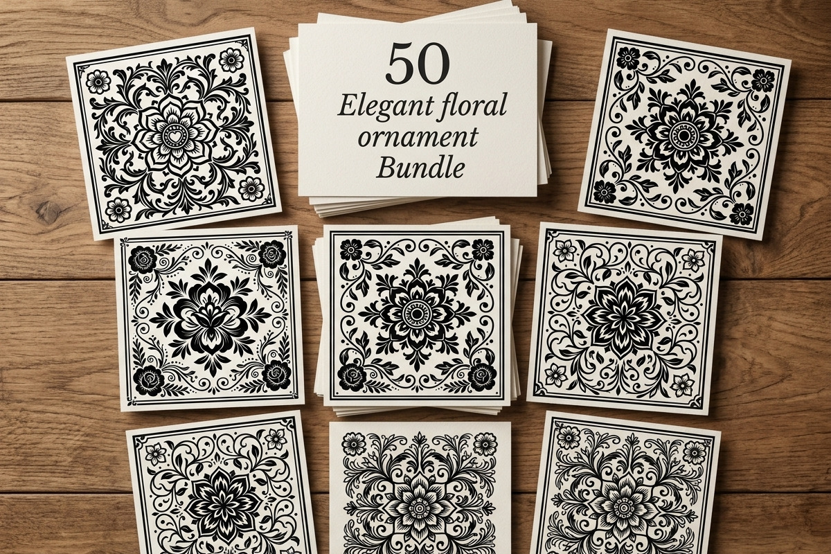 50 Elegant Floral Ornament Bundle, a Decorative Illustration by Amazin_art (Photo 1 of 29)