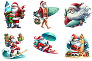Christmas Santa with Surfboard Bundl, an Illustration by DreamArtGraphic (Thumbnail 3 of 5)