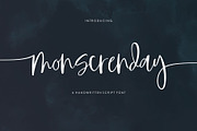 Monscrenday Script, a Script Font by Jhoel Design (Thumbnail 1 of 6)