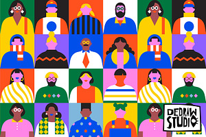 Diverse People Mosaic Pattern