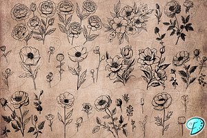 Vintage Floral Digi Stamps Vol 2.