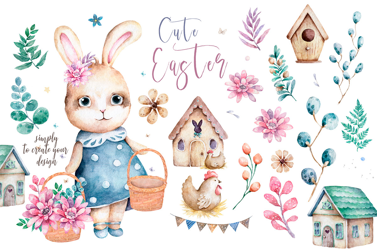 Happy Easter Spring Set, an Animal Illustration by Ann Art Houze (Photo 5 of 17)