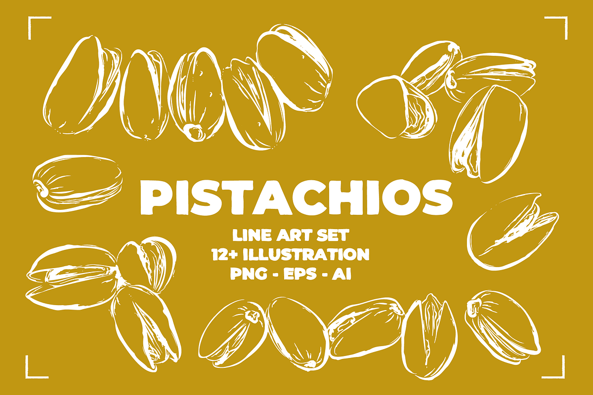 PISTACHIOS LINE ART (12+ ELEMENTS), a Food Illustration by Bonfloret Studio (Photo 1 of 7)