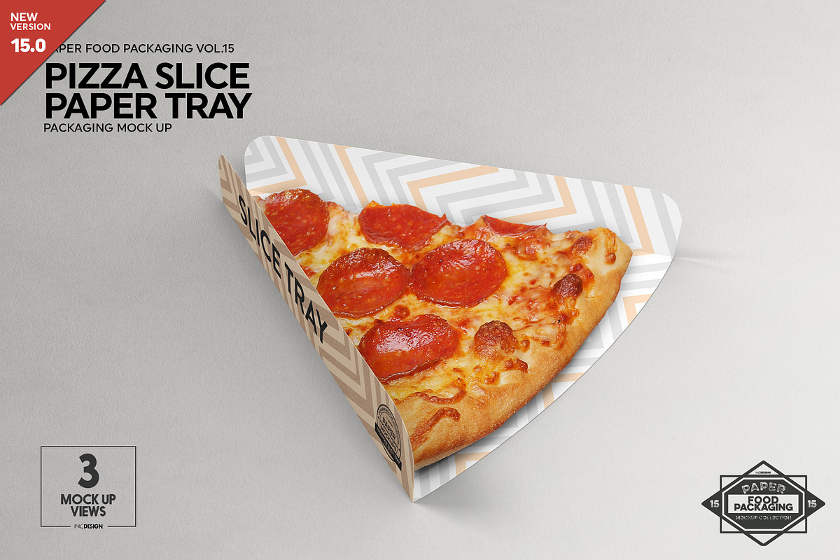 Pizza Slice Tray Packaging Mockup, a Packaging Mockup by INCDesign (Photo 1 of 7)
