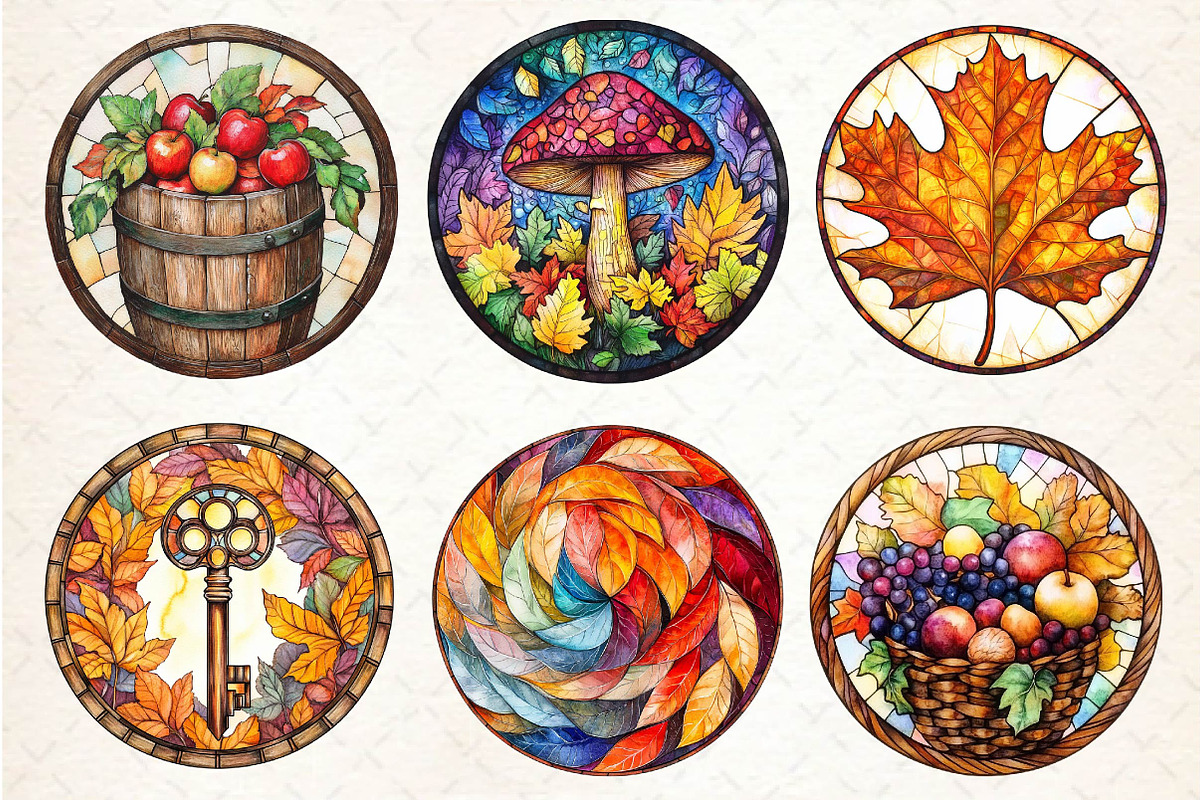 Round Stained Glass Autumn, an Illustration by Dream Creation (Photo 6 of 6)