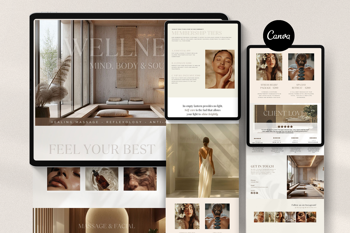 Wellness Spa Canva Website Template, a Landing Page Template by HAYAG Creatives (Photo 1 of 8)