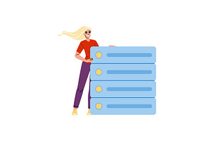 System administrator managing server, a Technology Illustration by pikepicture