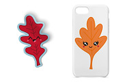 Kawaii Fall Leaves, an Illustration by Huckleberry Hearts (Thumbnail 2 of 3)