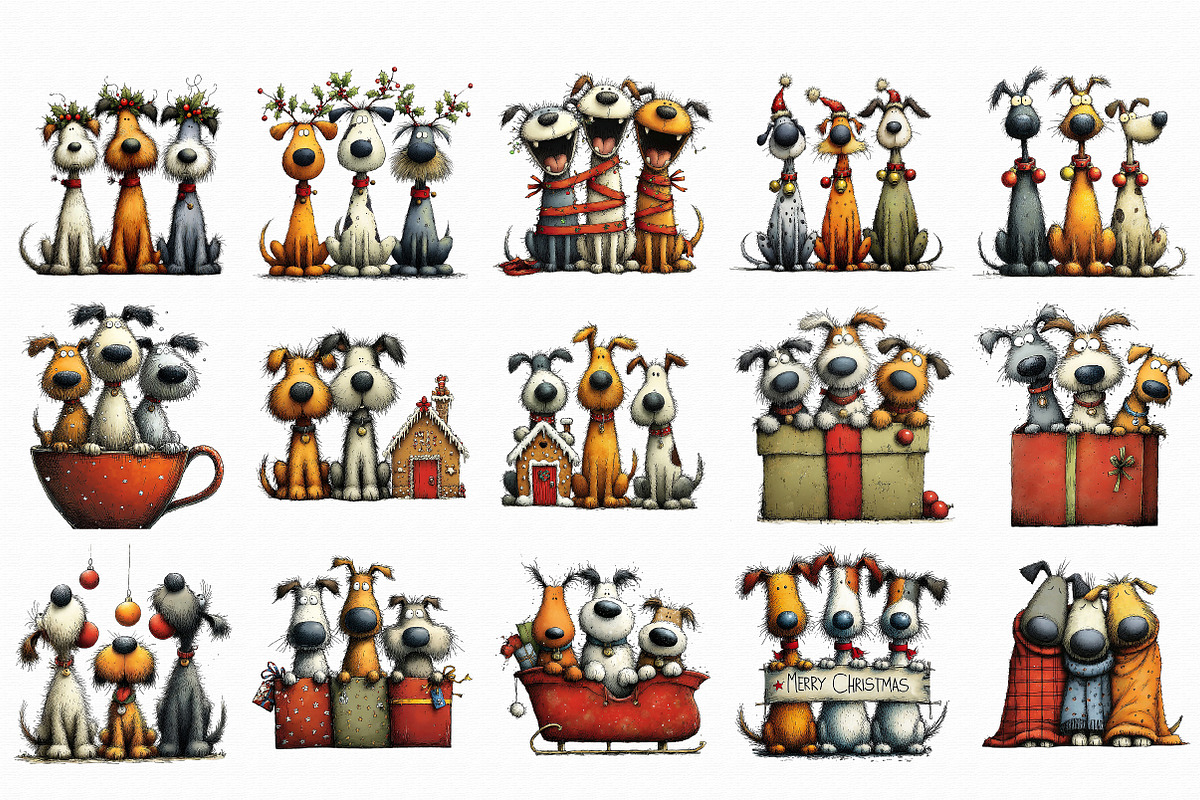 Quirky Christmas Dog Gang Clipart, an Illustration by Libby Wishes (Photo 3 of 7)