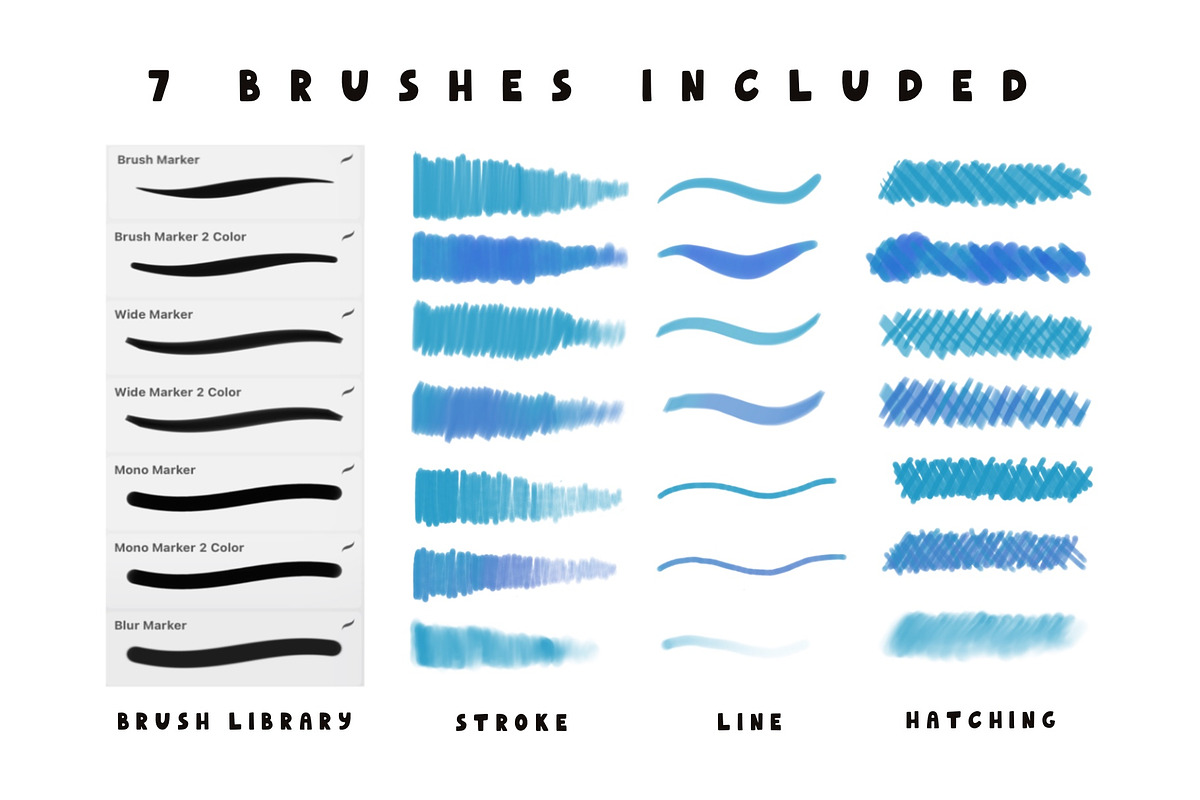 Markers brushes for Procreate, a Brush Add-On by JuliyArt (Photo 2 of 8)
