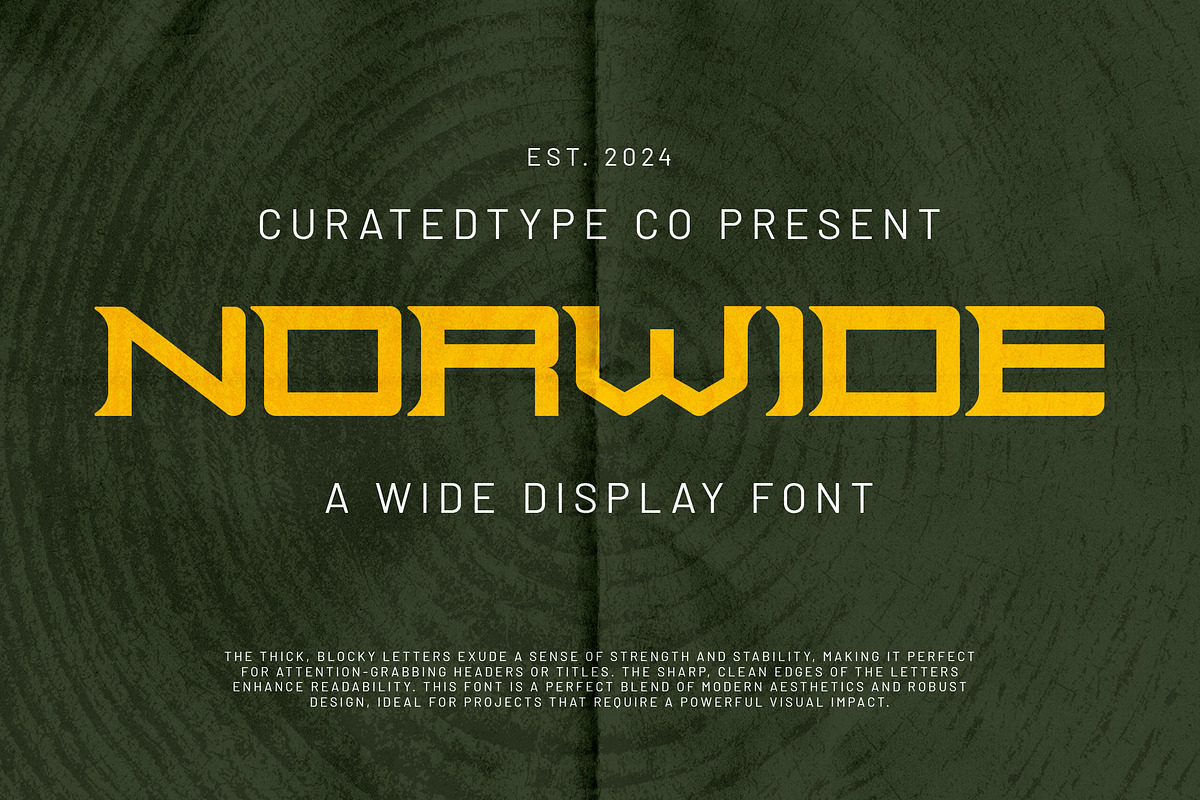 Norwide - Wide Display Font, a Sans Serif Font by CuratedType Studio (Photo 1 of 10)