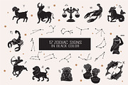 Black and White Zodiac Signs Vector, a Decorative Illustration by Vibérains (Thumbnail 2 of 9)