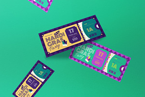 Purple Vintage Mardi Gras Ticket