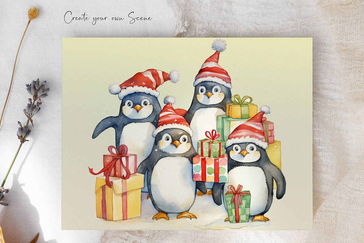 Christmas Animals: Penguins, a Seasonal Illustration by Dazzling Art Boutique (Photo 6 of 15)