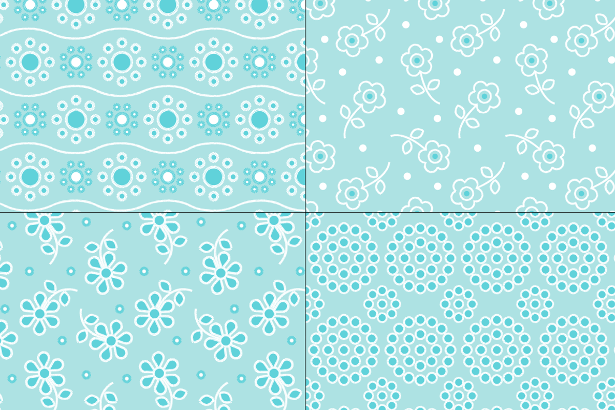 Seamless Blue Eyelet Patterns preview 6
