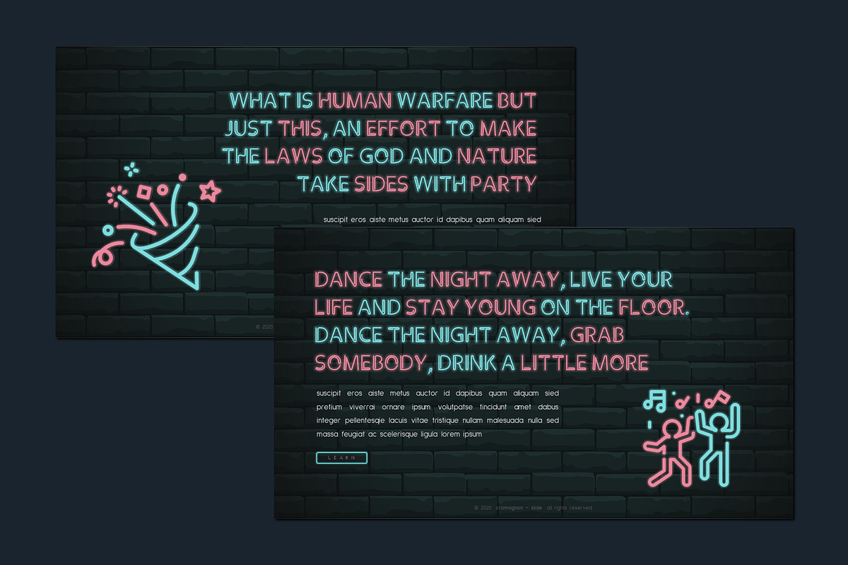 Cromagnon - Neon Presentation, a Presentation Template by deasign (Photo 3 of 14)