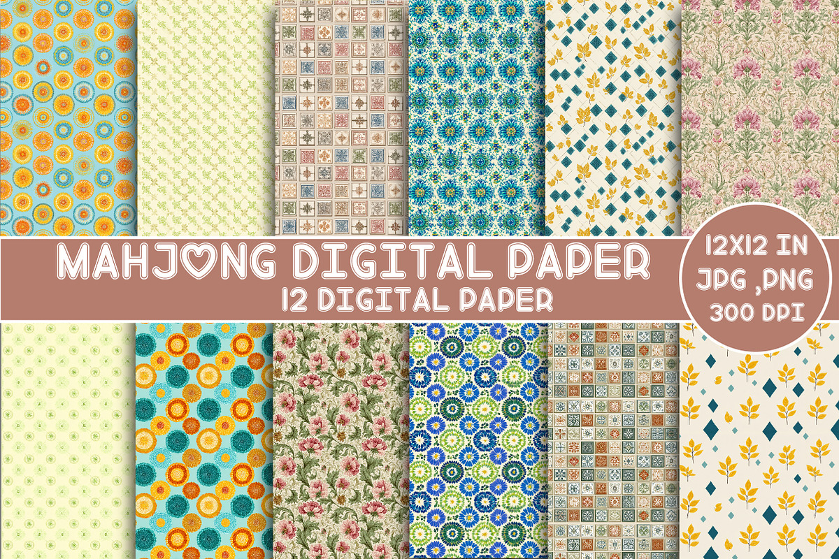 Mahjong Digital Paper, a Pattern Graphic by Designking (Photo 1 of 4)