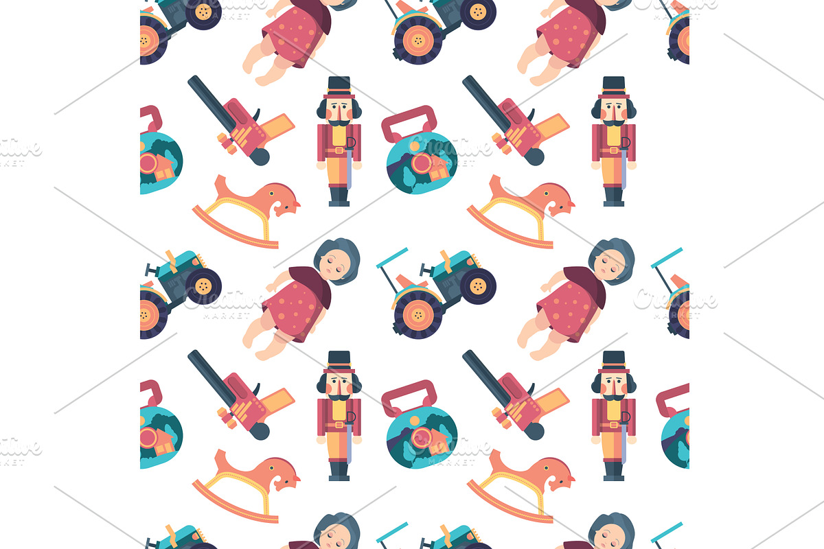 toys pattern. childish funny toys, an Illustration by Multigon