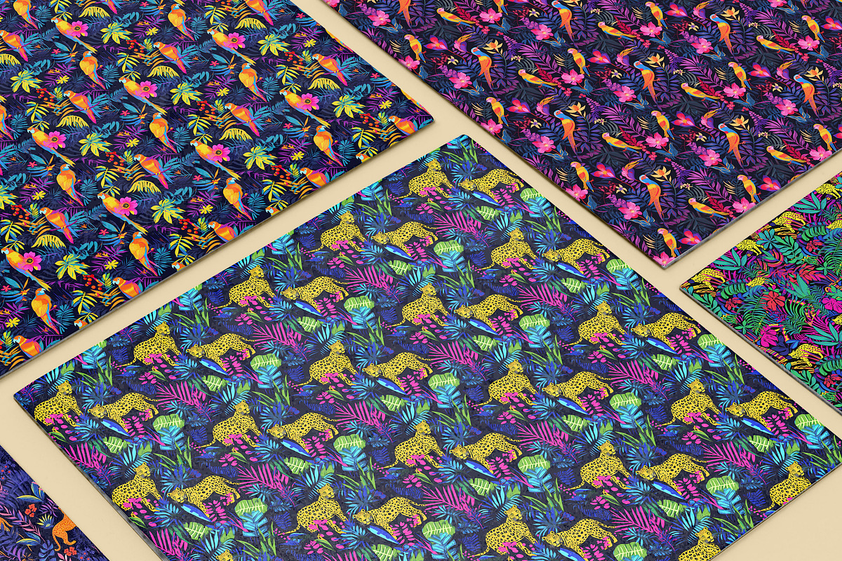 20 Seamless Neon Jungle Patterns, a Pattern Graphic by Nordic Design (Photo 3 of 9)