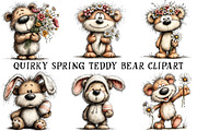 Quirky Spring Teddy Bear Clipart, an Illustration by OK Design (Thumbnail 2 of 6)