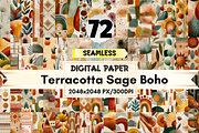 Terracotta Sage Boho Digital Paper, a Pattern Graphic by LA Design (Thumbnail 1 of 10)