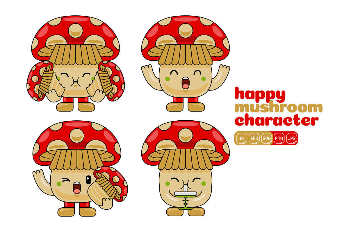 Mushroom Mascot Vector Pack, an Illustration by MEDZ (Photo 5 of 5)